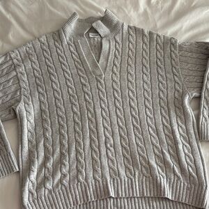Aritzia - Sunday Best Gray Cable Knit Sweater